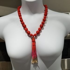NWOT Chico's beaded necklace in orange/pink